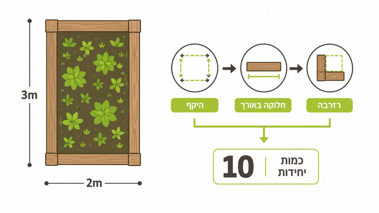 חישוב כמות אדני רכבת נדרשת לערוגה
