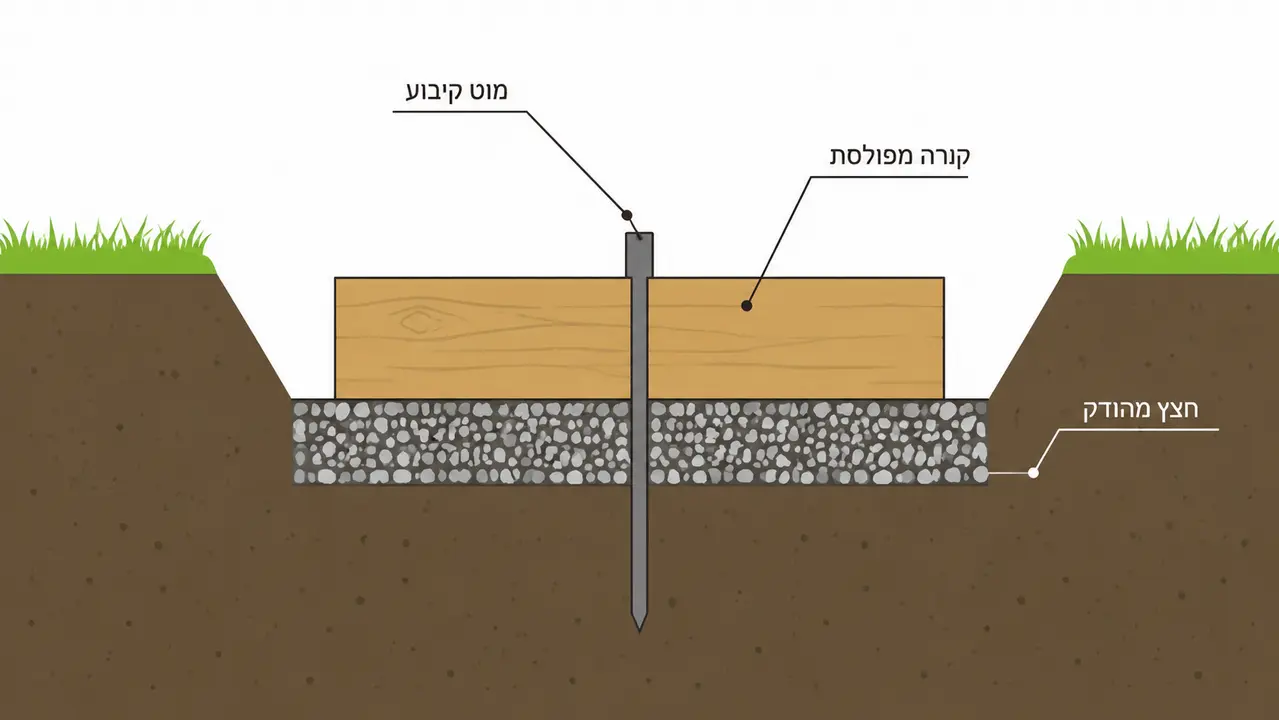 התקנת אדני רכבת לתיחום ערוגה