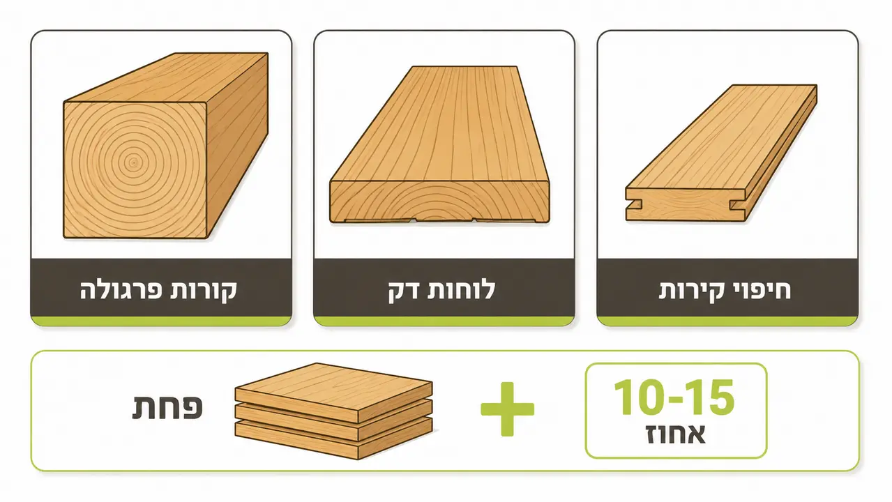 בחירת מידות וחתכי עץ אורן לפי שימוש
