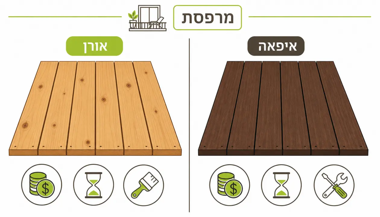 דק אורן מול דק איפאה למרפסת