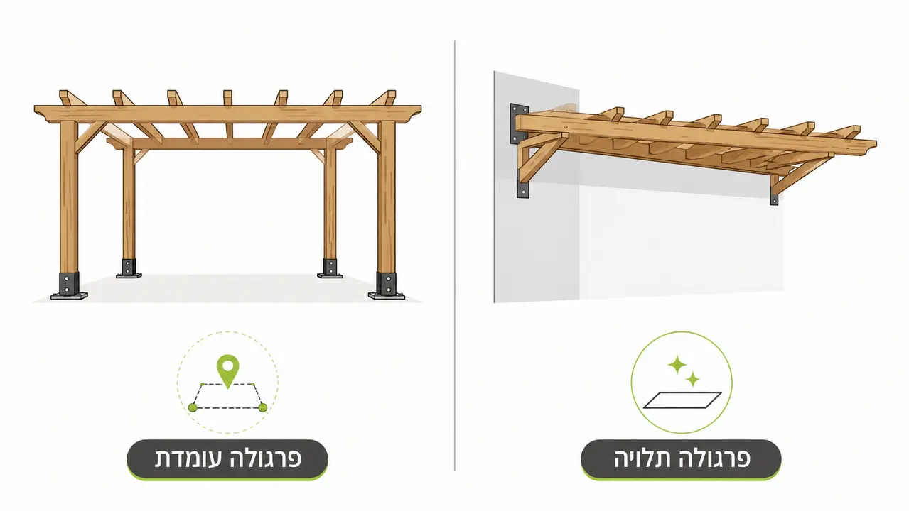 השוואה בין פרגולה תלויה לפרגולה עומדת