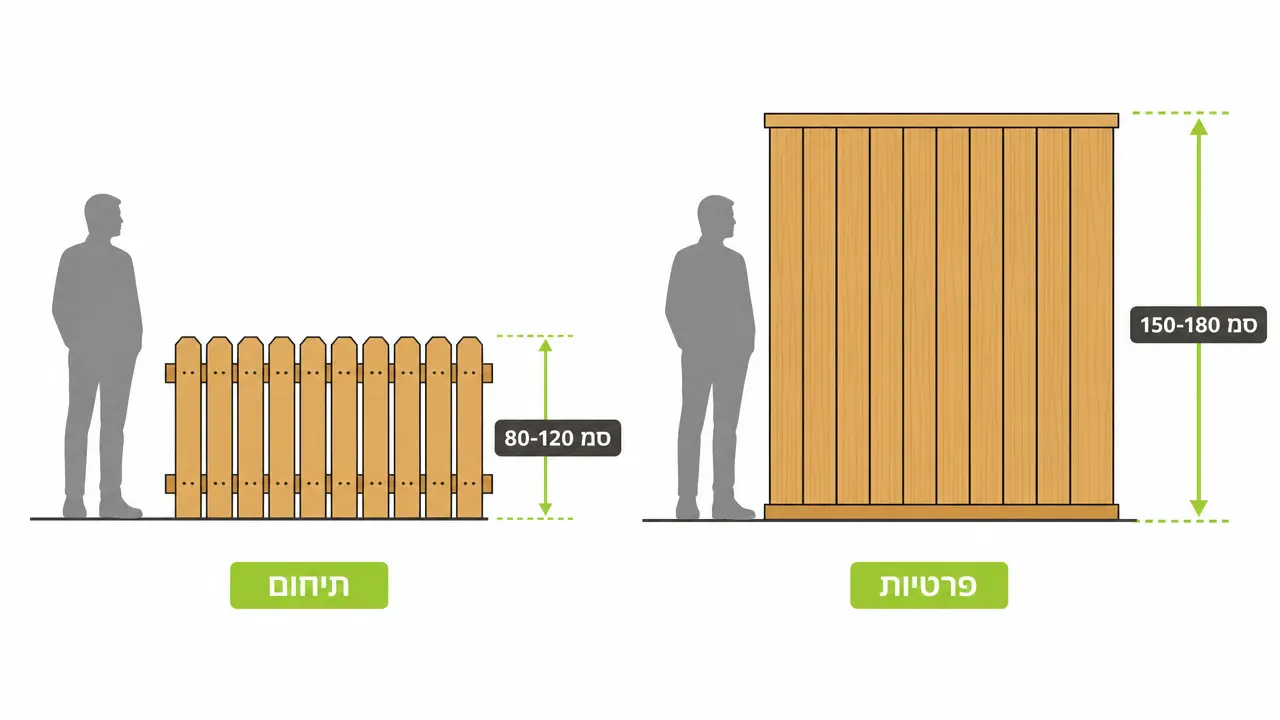 גדר עץ בגובה מתאים לפרטיות בחצר הבית