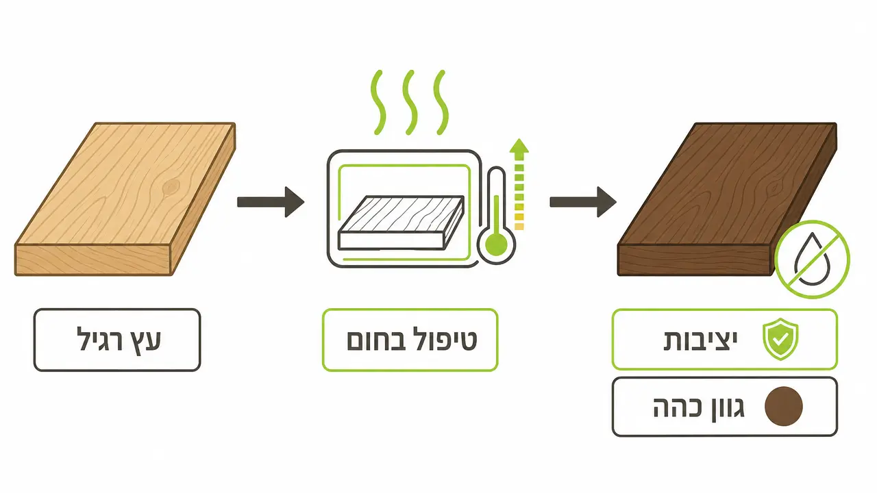 עץ טרמו בגוון כהה לגדר גינה