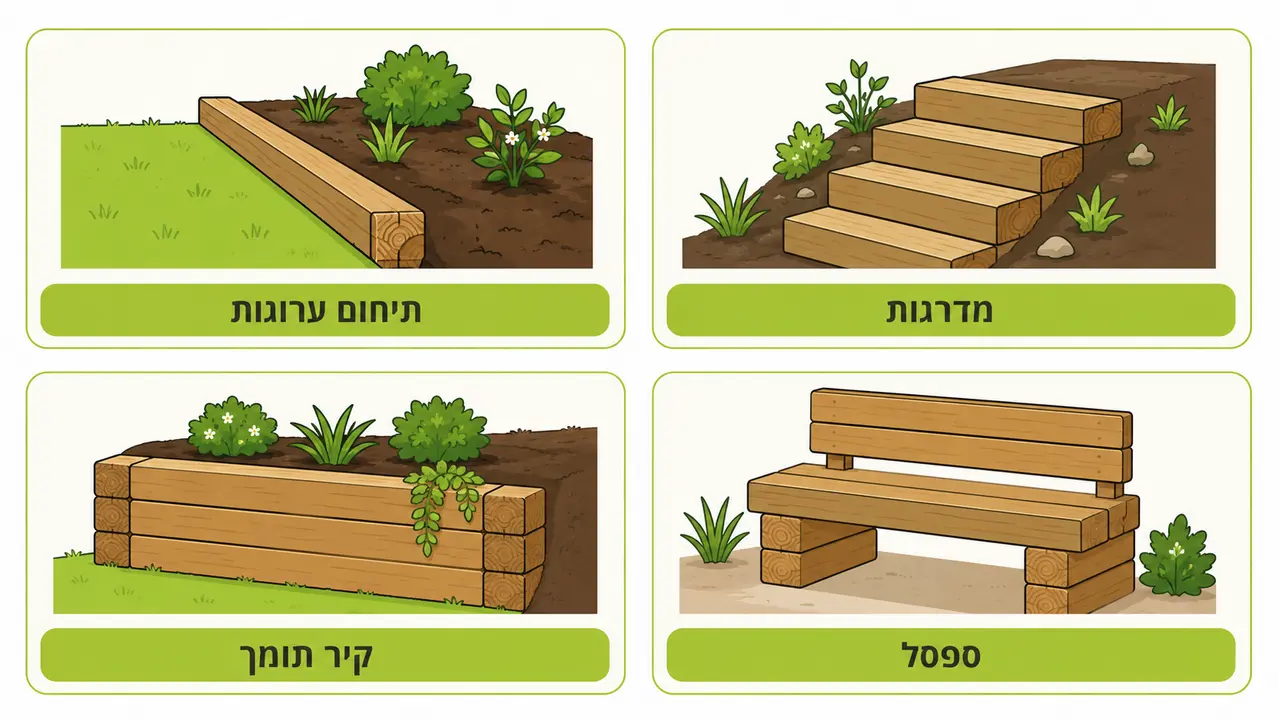 שימושים אפשריים לאדני רכבת בגינה