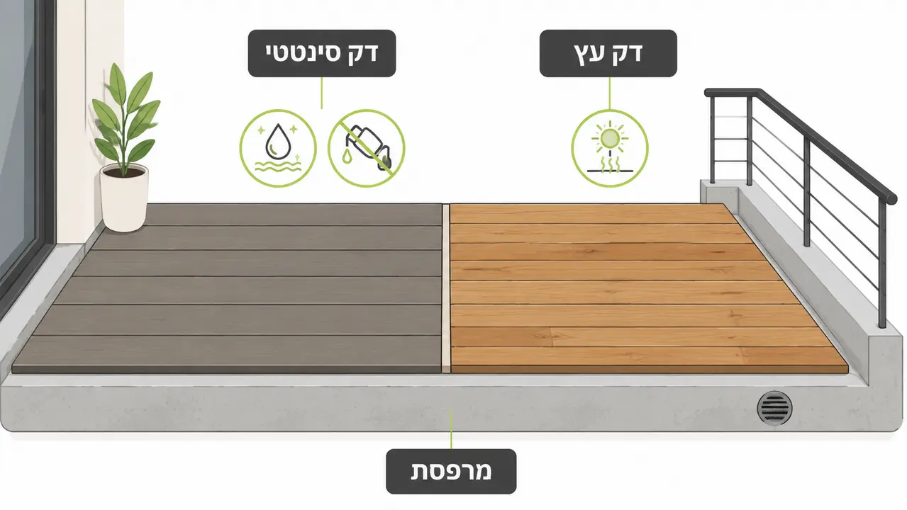 השוואת דק עץ ודק סינטטי למרפסת