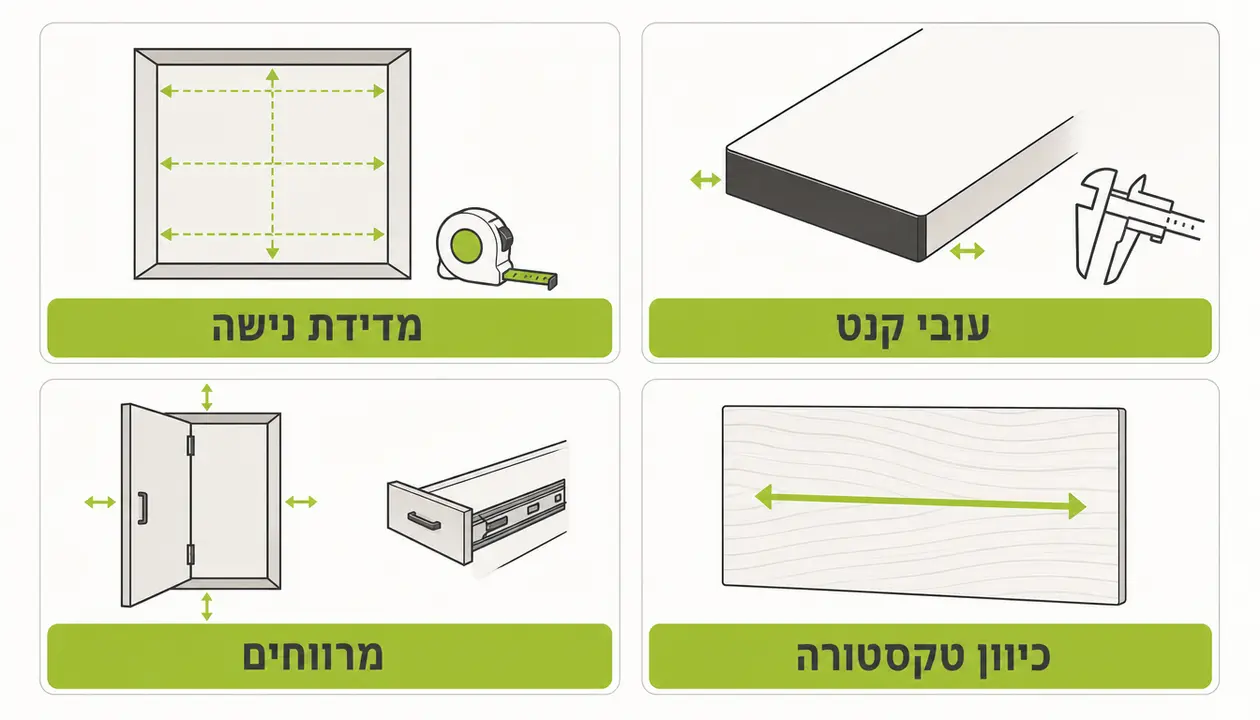 בדיקה לפני הזמנת פלטות סנדוויץ פורמייקה לפי מידה