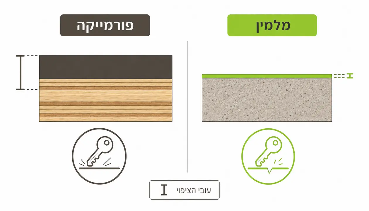 ההבדל בין פורמייקה למלמין על פלטות עץ