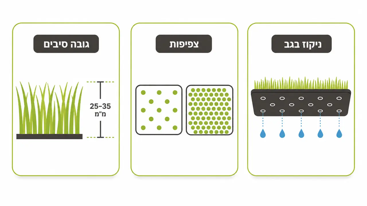 השוואת גובה סיבים וצפיפות בדשא סינטטי לגג