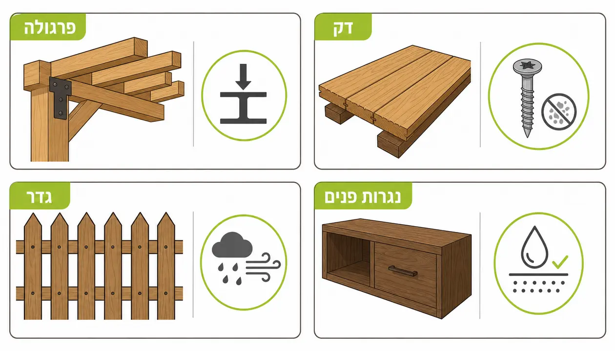 סוגי עץ מומלצים לפי סוג הפרויקט במחסן עצים בצפון