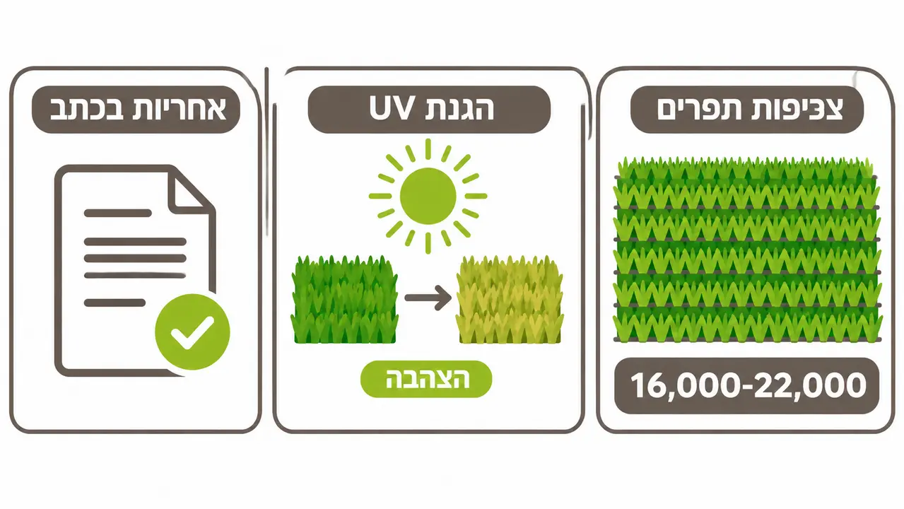 צפיפות סיבים מומלצת והגנת UV לדשא סינטטי