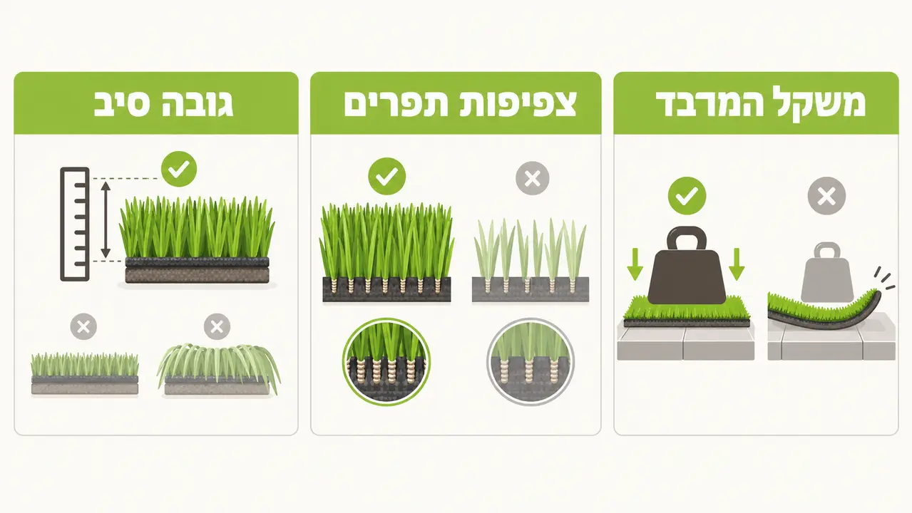 מדידת גובה סיבים וצפיפות במרבד דשא סינטטי