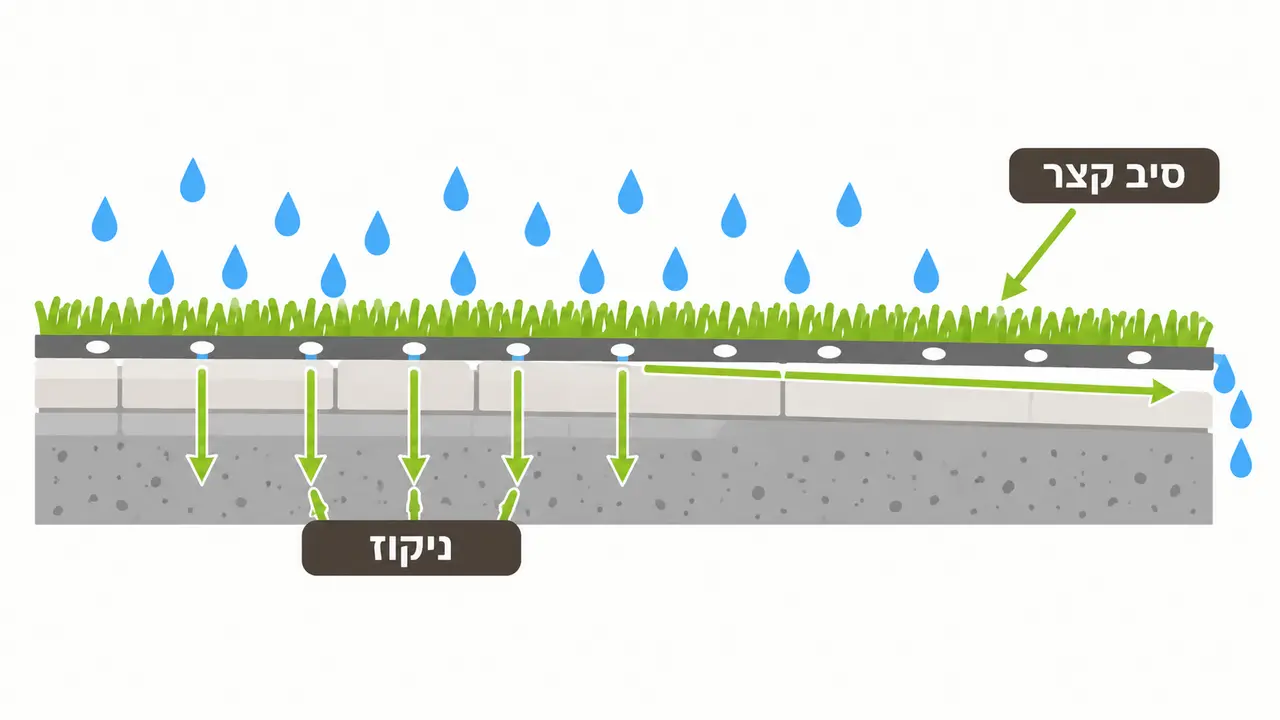 דשא סינטטי מותקן על גבי מרפסת מרוצפת