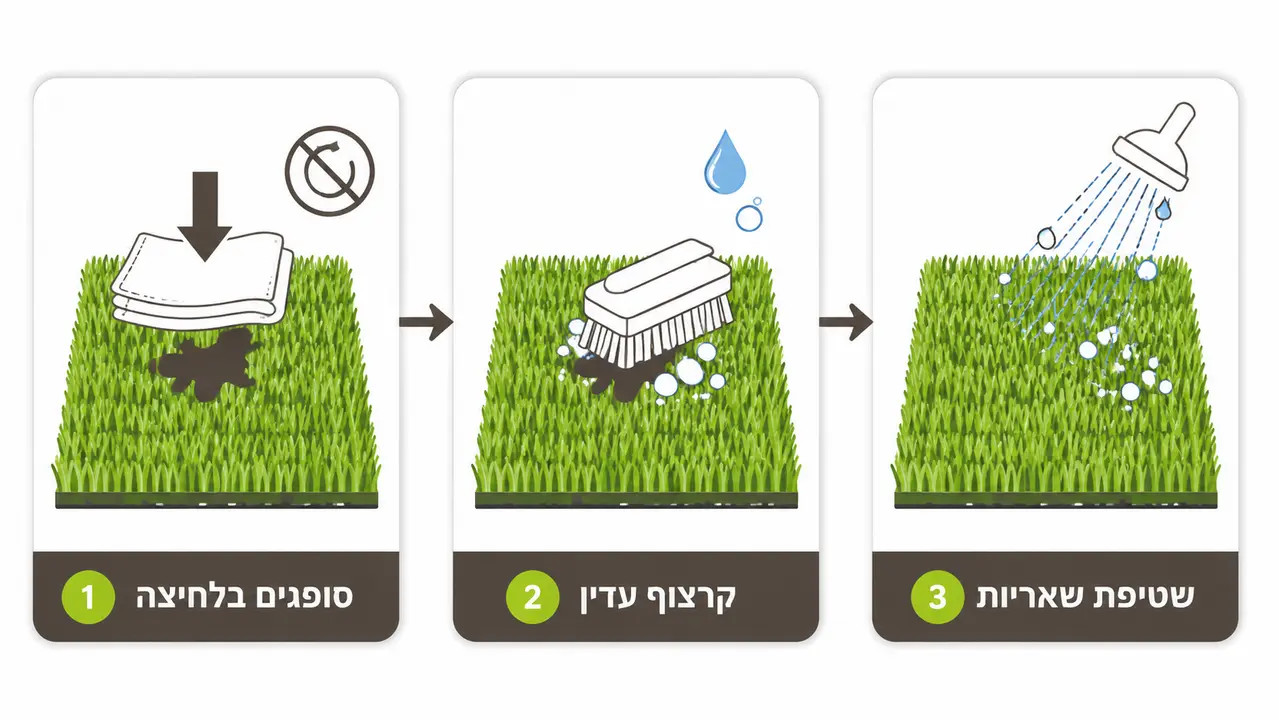 טיפול בכתמי אוכל ובוץ על דשא סינטטי