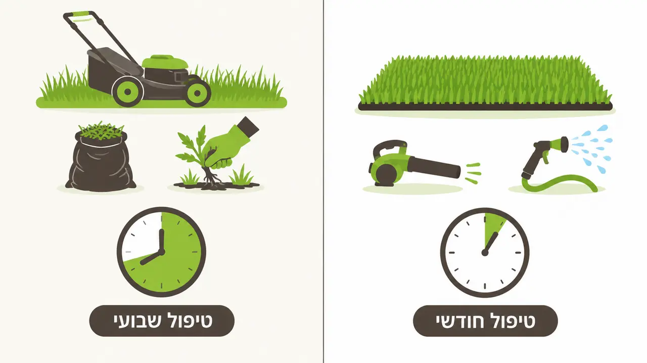 דשא סינטטי דורש תחזוקה מינימלית של איסוף עלים ושטיפה תקופתית