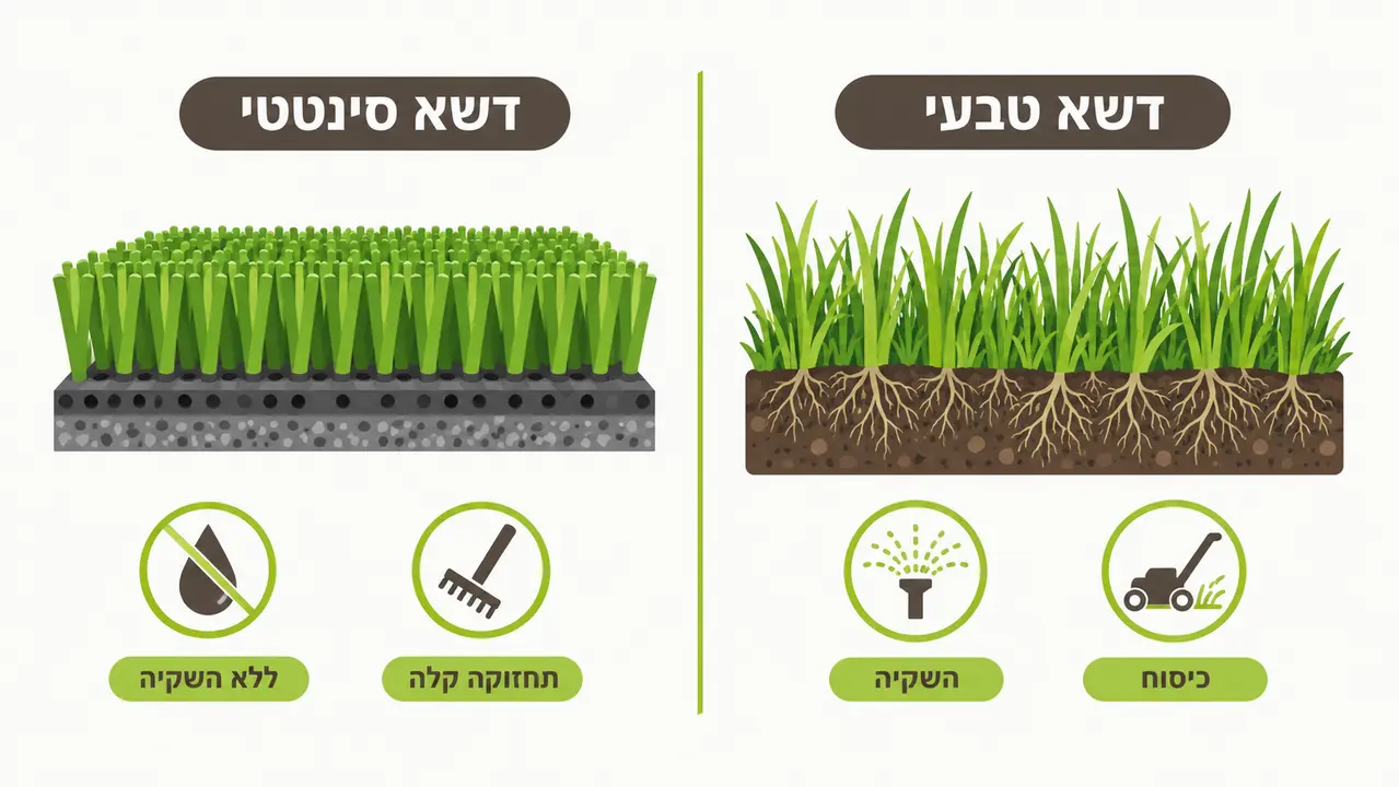 השוואה בין דשא סינטטי לדשא טבעי בחצר ביתית